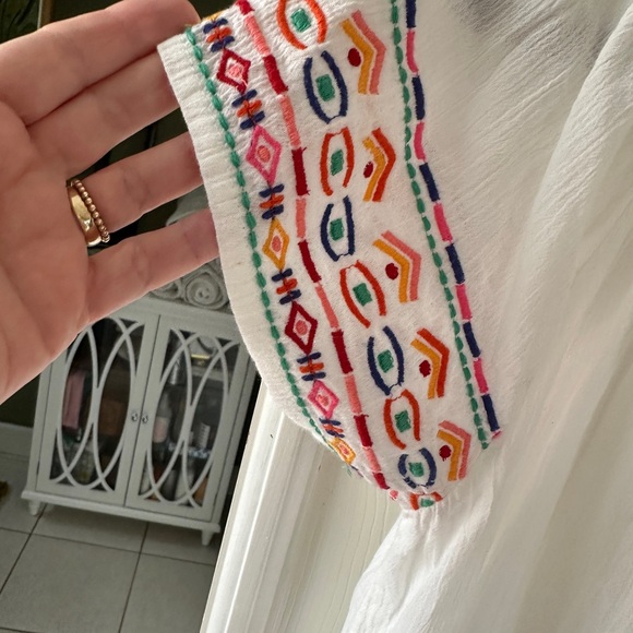 White, Pink and Orange Relaxed Smocked Tunic BoHo-Kyla - Picture 2 of 5